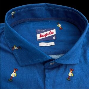 Johnnie-O Hangin Out Chappy Hula Print Short Sleeve Stretch Shirt Size 2XL $148